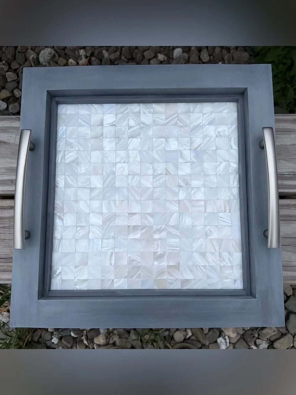 Mother of Pearl Mosaic Serving Tray - Ottoman Serving Tray Mother of Pearl Inlay